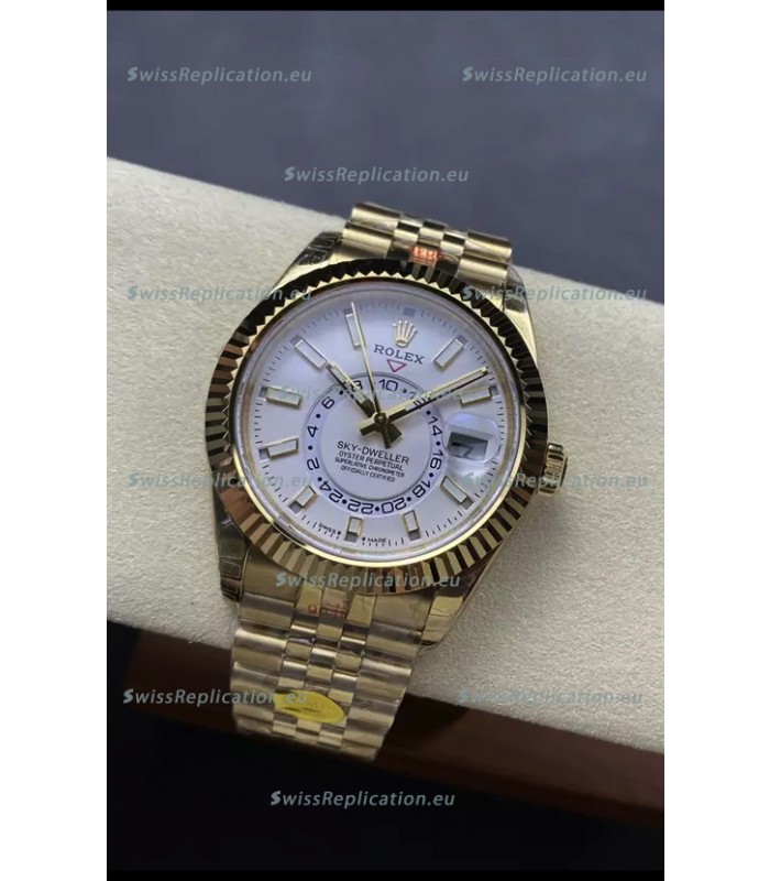 Rolex Sky-Dweller REF# 336935 White Dial Watch in Yellow Gold 904L Steel Case 1:1 Mirror Replica