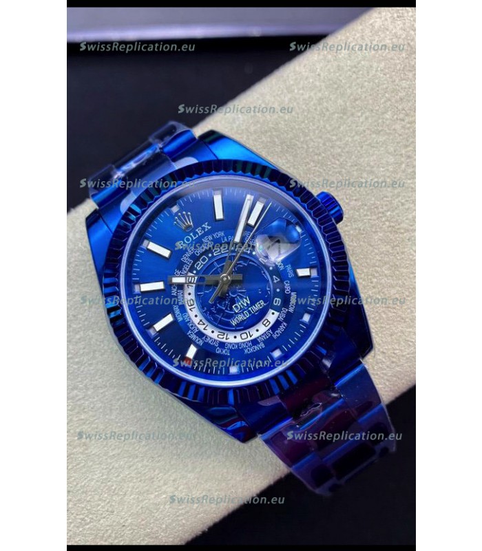 Rolex SkyDweller Swiss Watch in Blue PVD Coated Case - DIW Edition Blue Dial