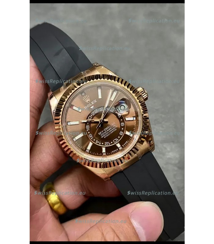 Rolex Sky-Dweller REF# M336235 Brown Dial Rose Gold Watch in 904L Steel Case 1:1 Mirror Replica