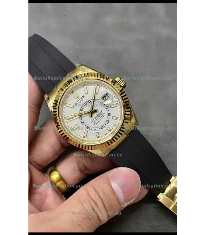 Rolex Sky-Dweller REF# M336235 White Dial Yellow Gold Watch in 904L Steel Case 1:1 Mirror Replica