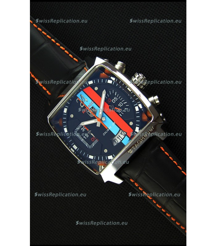 Tag Heuer Monaco 24 Quartz Replica Watch in Red/Blue Stripes Dial