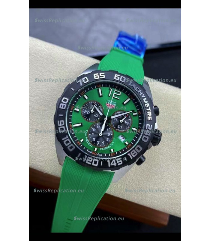Tag Heuer F1 Edition Swiss Quartz Watch in Green Dial Stainless Steel Casing Rubber Strap