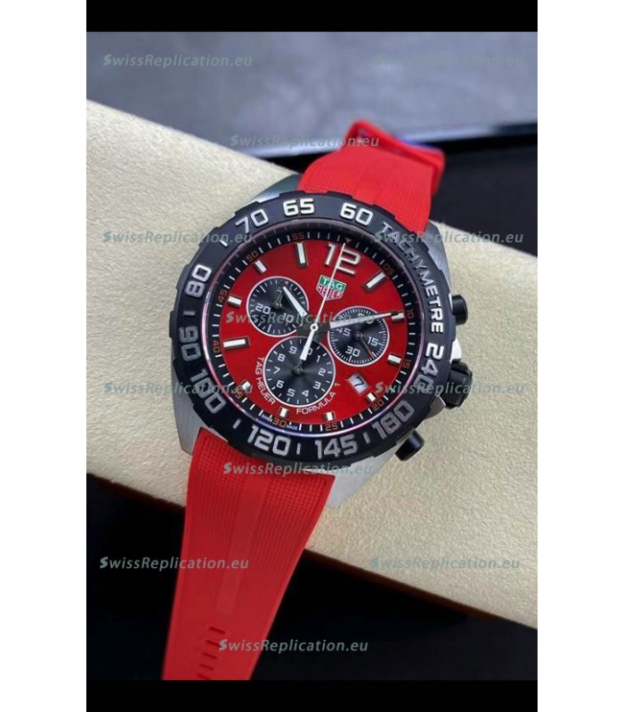 Tag Heuer F1 Edition Swiss Quartz Watch in Red Dial Stainless Steel Casing Rubber Strap