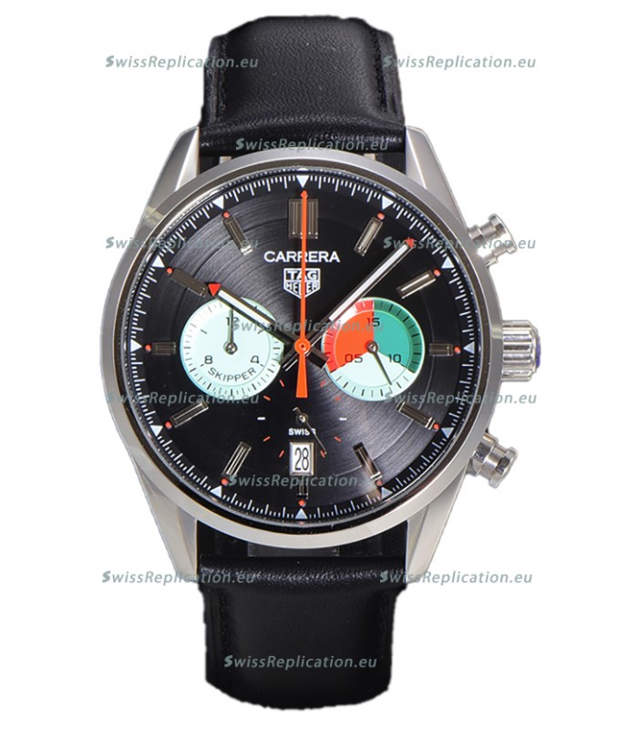 Tag Heuer Carrera Carrera Skipper 39 Chronograph Swiss Quartz Replica Watch Black Dial 