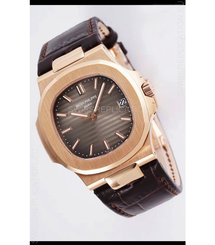 Patek Philippe Nautilus 5711/1R 1 1:1 Mirror Replica Watch in Brown Dial Rose Gold