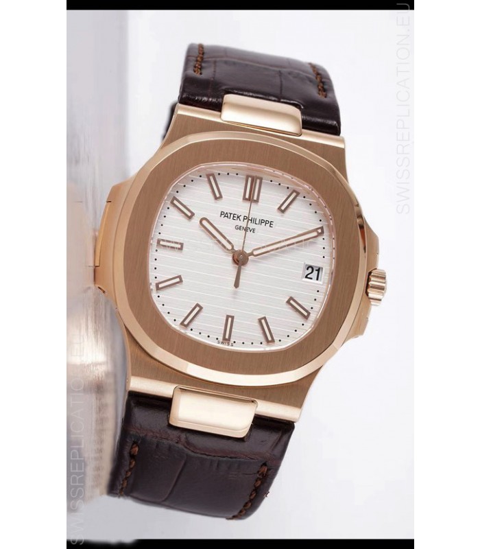 Patek Philippe Nautilus 5711/1R 1 1:1 Mirror Replica Watch in White Dial Rose Gold