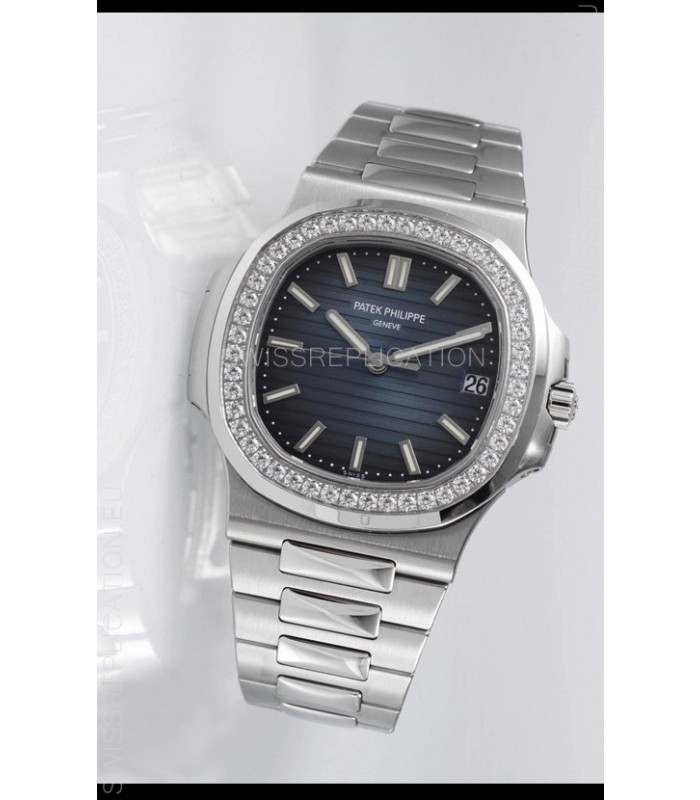 Patek Philippe Nautilus 5711 Swiss Replica Watch - 1:1 Mirror Quality with Diamonds Bezel