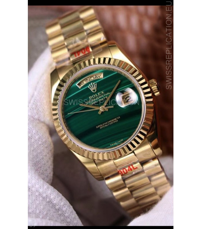 Rolex Day Date 18238 Presidential 18K Yellow Gold Watch 36MM - Malachite Dial 1:1 Mirror Quality Watch 