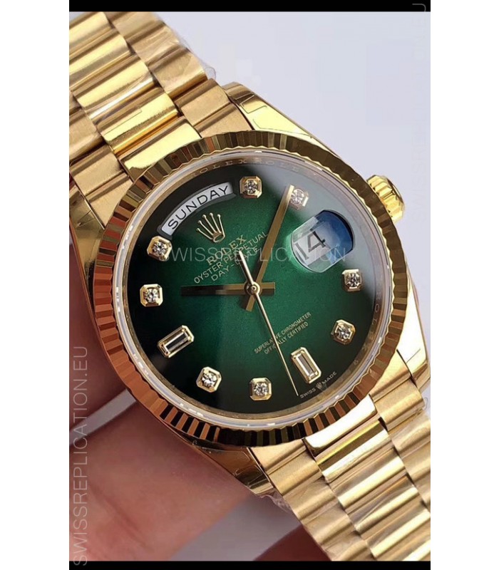 Rolex Day Date 128238 Presidential 18K Yellow Gold Watch 36MM - Green Dial 1:1 Mirror Quality Watch
