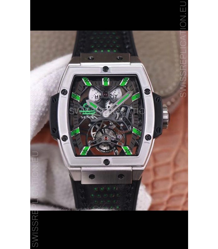 Hublot Masterpiece MP Senna Edition Genuine Tourbillon Swiss Replica Watch in Titanium Casing