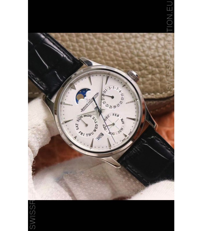 Jaeger LeCoultre Master Ultra-Thin Perpetual Calendar White Dial Swiss Replica Watch 