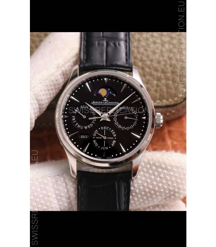 Jaeger LeCoultre Master Ultra-Thin Perpetual Calendar Black Dial Swiss Replica Watch 