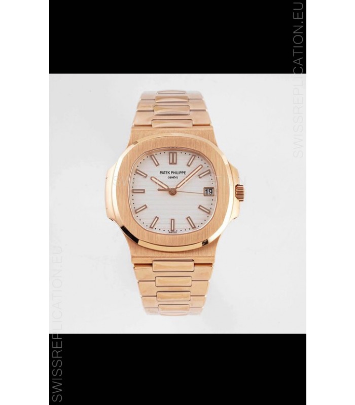 Patek Philippe Nautilus 5711/1R-001 1:1 Mirror Replica in 904L Steel Rose Gold White Dial
