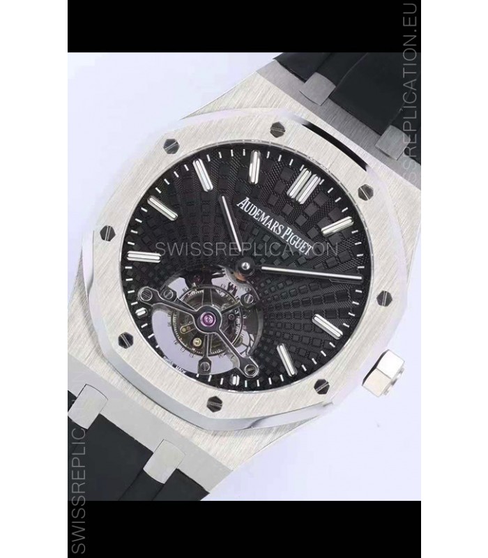 Audemars Piguet Royal Oak Tourbillon 41mm Black Dial in 904L Steel Case Rubber Strap