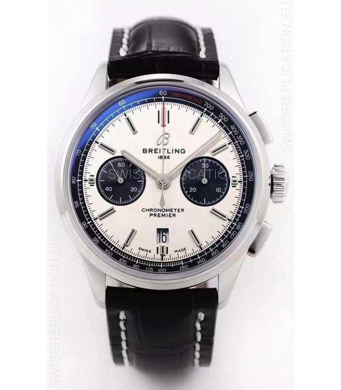 Breitling Premier B01 Chronograph 42 Edition Watch 1:1 Mirror Quality in Steel White Dial 