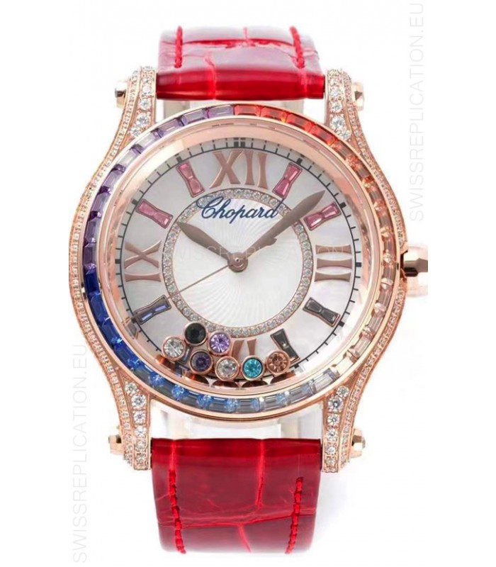 Chopard Happy Sport Swiss Automatic Replica Watch - Rose Gold Casing - 36MM Wide 