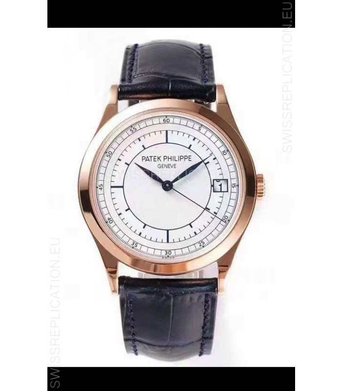 Patek Philippe Calatrava 5296 Sector Dial 1:1 Mirror Swiss Replica Watch Rose Gold Casing