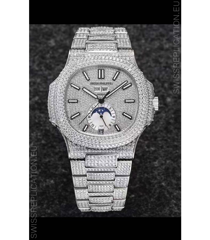 Patek Philippe Nautilus 5726A 1:1 Mirror Swiss Watch - Diamonds Casing/Dial