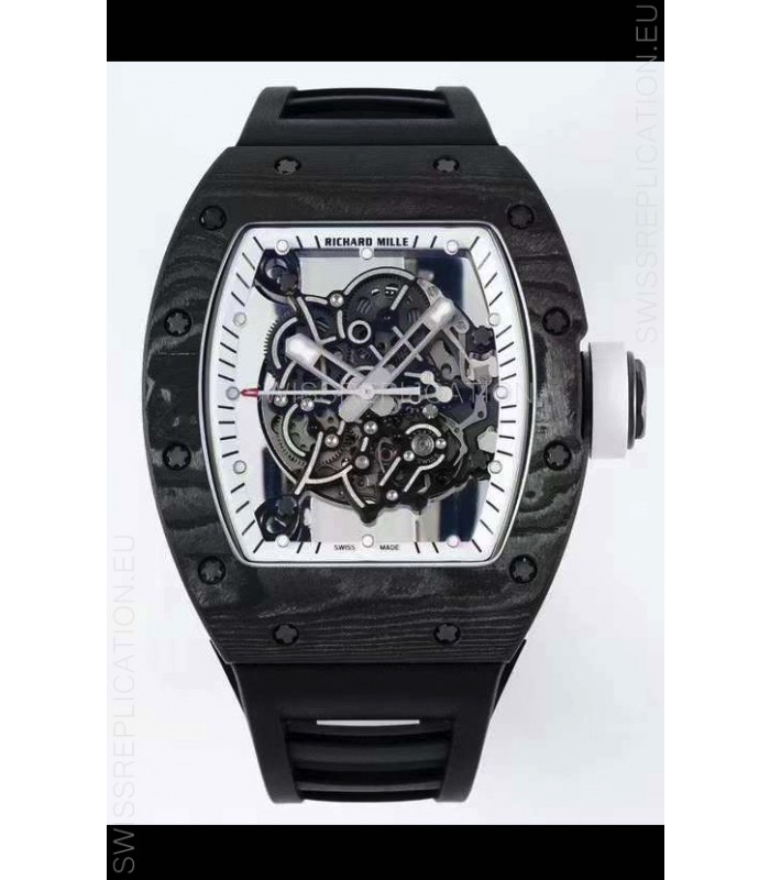 Richard Mille RM055 Forged Carbon Casing 1:1 Mirror Replica Watch in Black Strap 