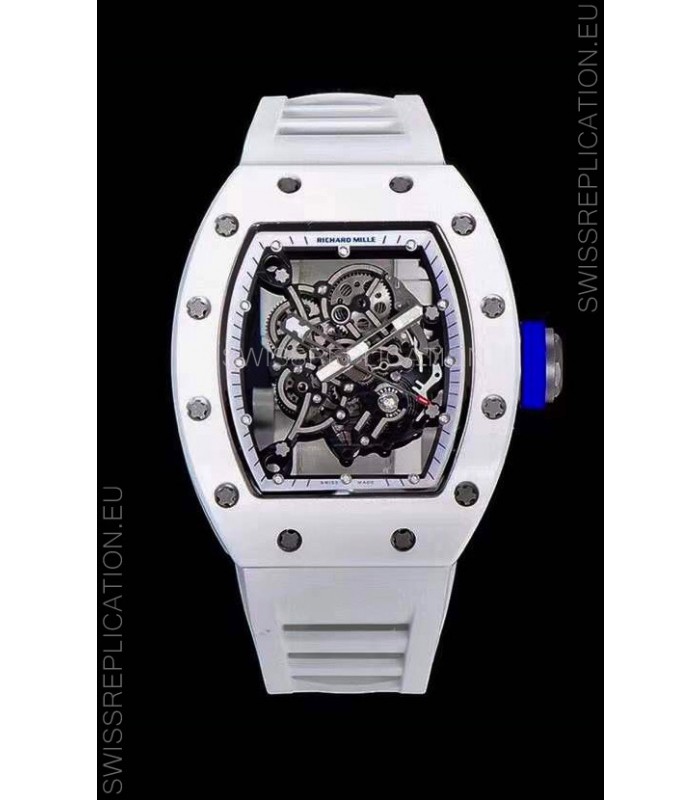 Richard Mille RM055 Ceramic Casing 1:1 Mirror Replica Watch in White Strap 