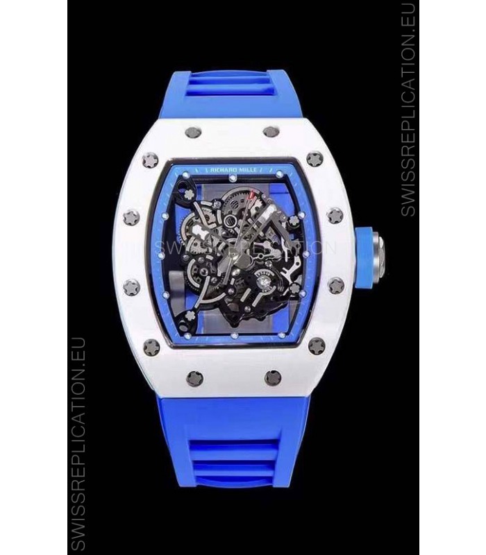 Richard Mille RM055 Ceramic Casing 1:1 Mirror Replica Watch in Blue Strap 