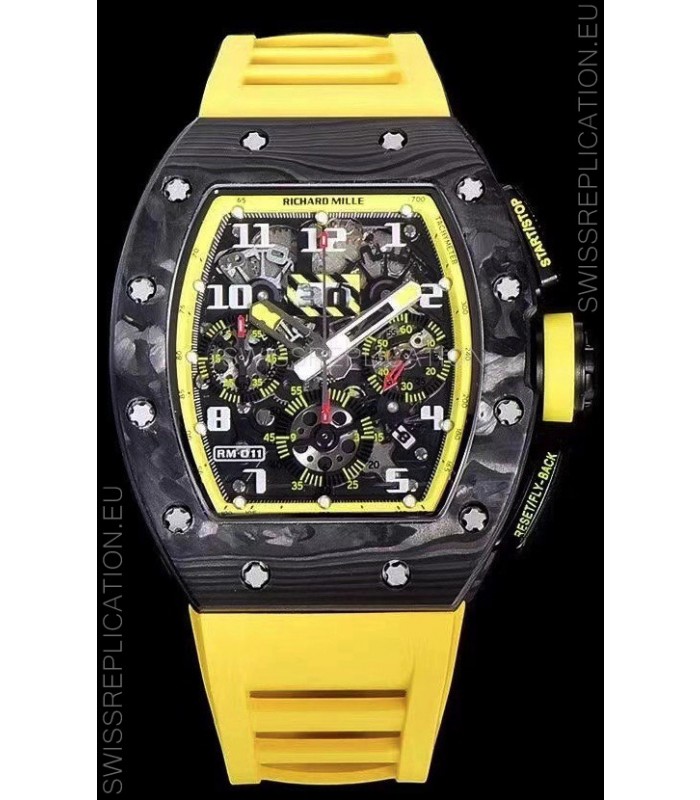 Richard Mille RM011 Felipe Massa 1:1 Mirror Quality One Piece Black Forged Carbon Case Watch
