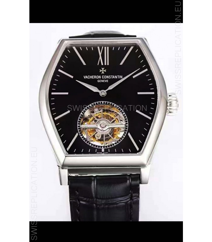 Vacheron Constantin Malte Tourbillon 1:1 Mirror Stainless Steel Swiss Replica Black Dial 