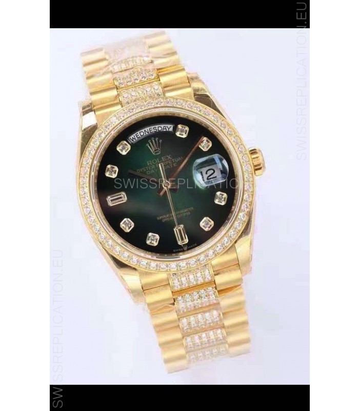 Rolex Day Date Presidential 18K Yellow Gold Watch 36MM - Green Dial 1:1 Mirror Quality Watch