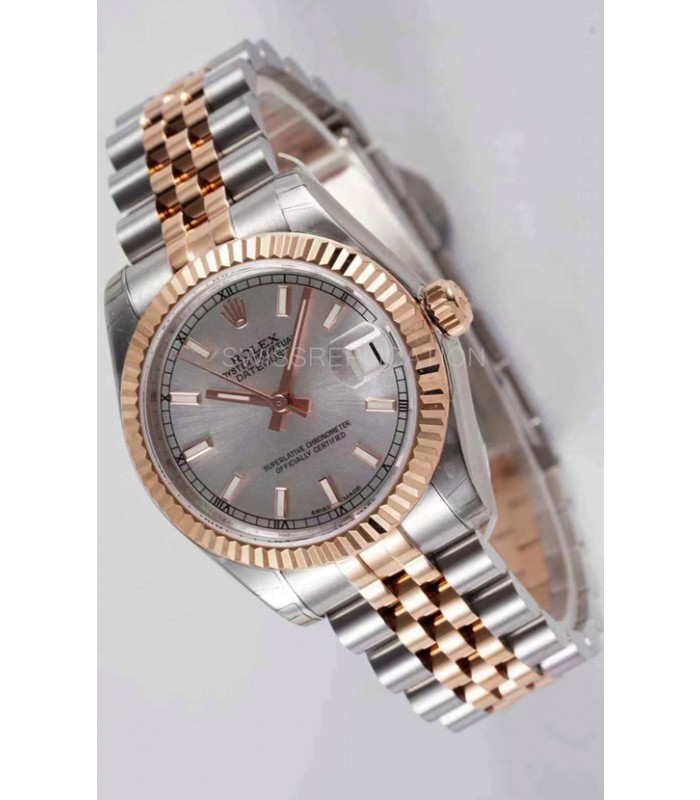 Rolex Datejust 31MM Cal.3135 Movement Swiss Replica Grey Dial Jubilee Strap - Ultimate 904L Steel Watch