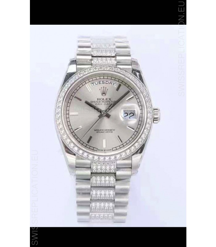 Rolex Day Date Presidential 904L Steel 36MM - Steel Dial 1:1 Mirror Quality Watch