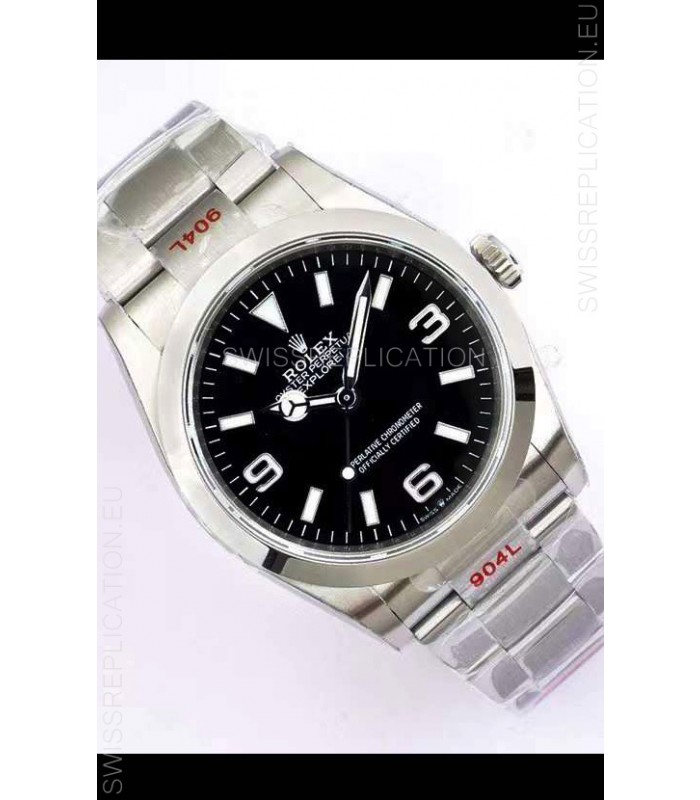 Rolex Explorer I Black Dial - 904L Steel in 3235 Swiss Automatic Movement