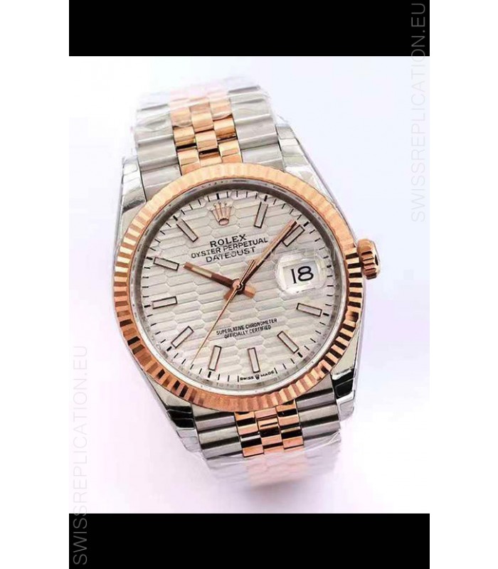 Rolex Datejust Fluted-Motif Dial 41MM Cal.3135 Movement Swiss Replica Watch in 904L Two Tone Casing