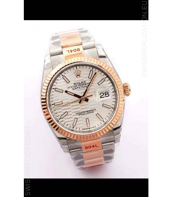 Rolex Datejust Fluted-Motif Dial 41MM Cal.3135 Movement Swiss Replica Watch in 904L Two Tone Casing