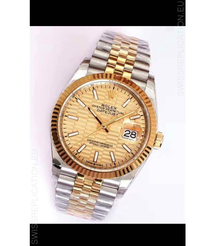Rolex Datejust Fluted-Motif Dial 41MM Cal.3135 Movement Swiss Replica Watch in 904L Two Tone Casing