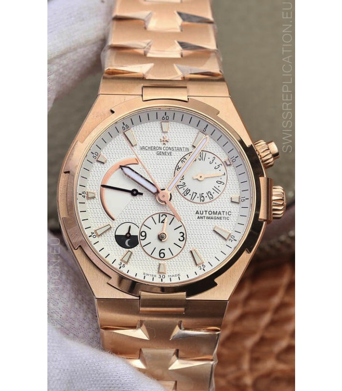 Vacheron Constantin Overseas Power Reserve Swiss Replica Watch in Rose Gold Casing