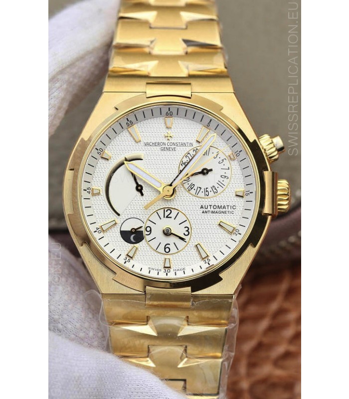 Vacheron Constantin Overseas Power Reserve Swiss Replica Watch in Yellow Gold Casing