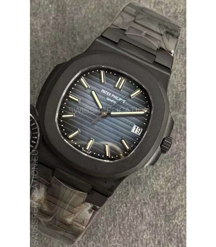 Patek Philippe Nautilus 5711 Black Venom PVD Swiss Replica Watch in Blue Dial 