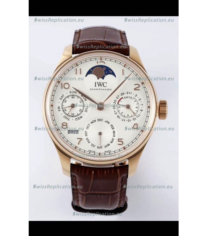 IWC Portuguese Perpetual Calendar Rose Gold Swiss Replica Watch REF. IW503302