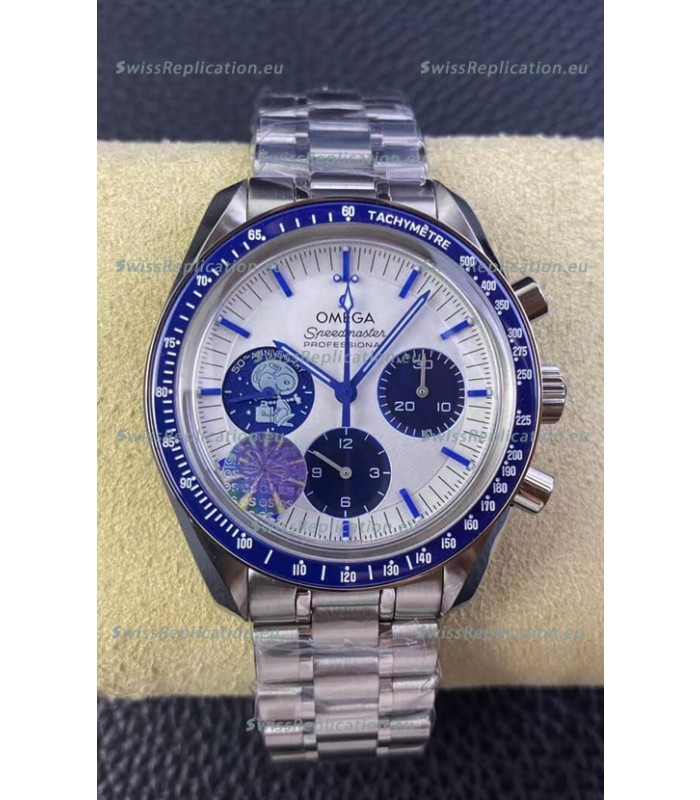 Omega Speedmaster Silver Snoopy 1:1 Replica (Rotating Globe and Snoopy at Rear)