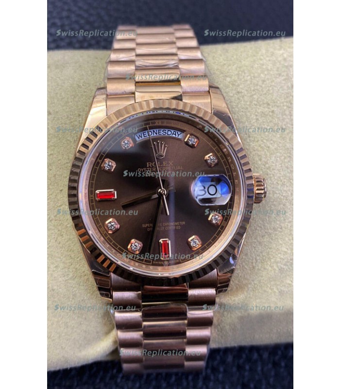 Rolex Day Date 36MM 118235 Rose Gold in Brown Dial 1:1 Mirror Replica Watch