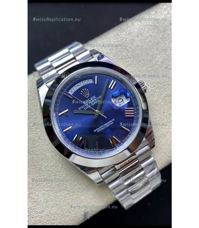 Rolex Day Date M228206-0015 904L Steel 40MM - Blue Dial 1:1 Mirror Replica