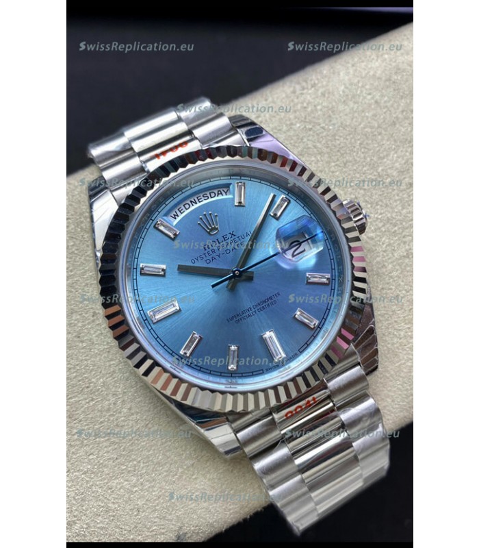 Rolex Day Date M228236-0006 904L Steel 40MM - Ice Blue Dial 1:1 Mirror Replica