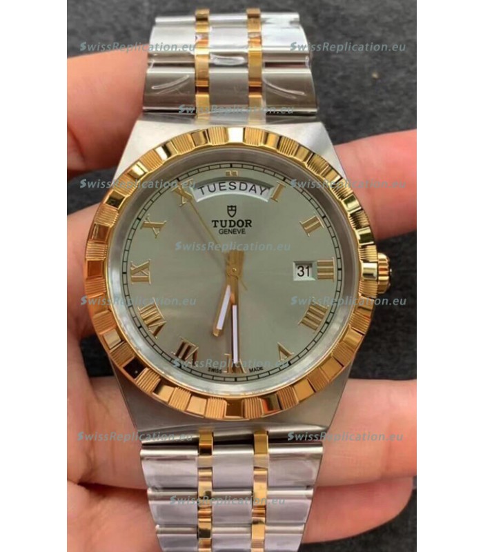 Tudor Royal Edition Watch - 1:1 Mirror Replica in Two Tone Casing - Grey Roman Dial