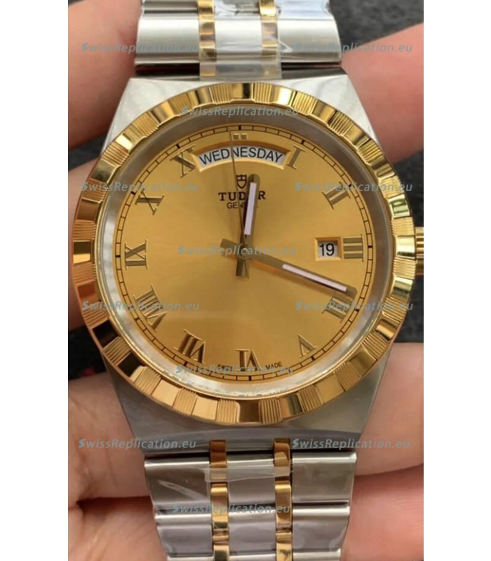 Tudor Royal Edition Watch - 1:1 Mirror Replica in Two Tone Casing - Gold Roman Dial