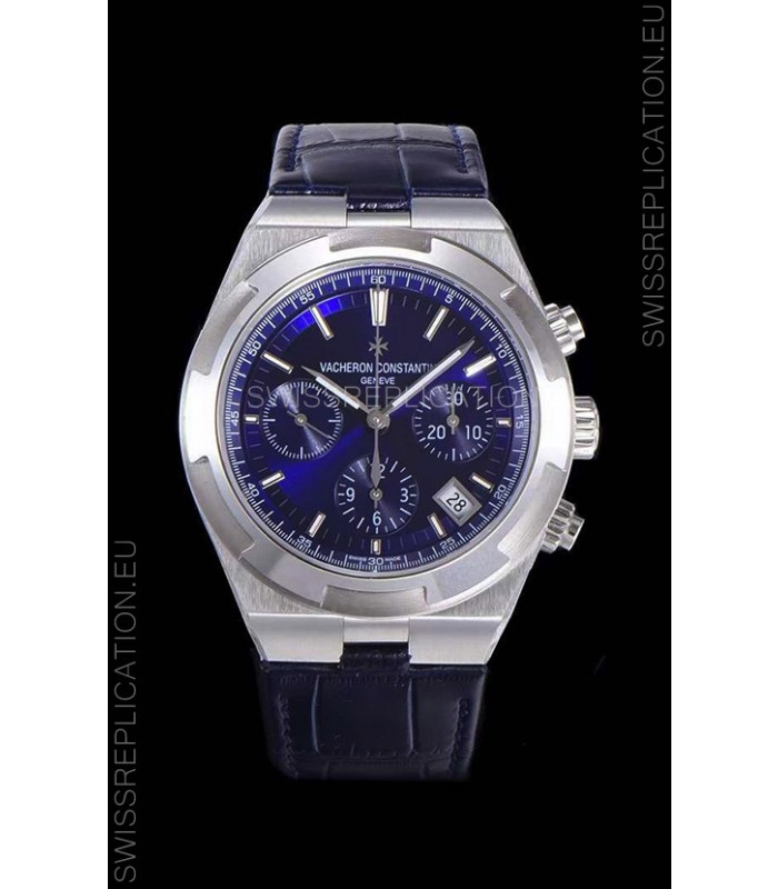 Vacheron Constantin Overseas Chronograph Blue Dial Swiss Replica Watch - Leather Strap