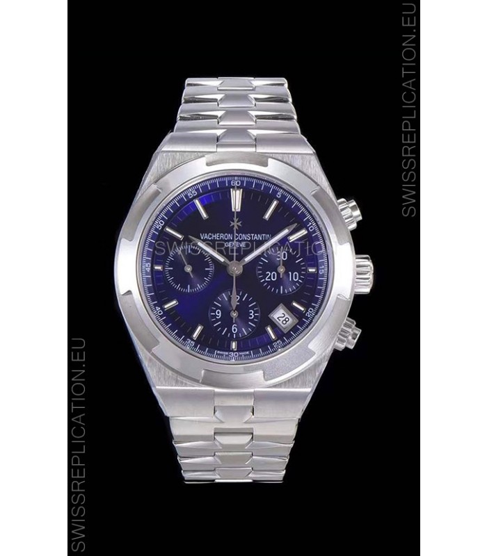 Vacheron Constantin Overseas Chronograph Blue Dial Swiss Replica Watch - Stainless Steel Strap
