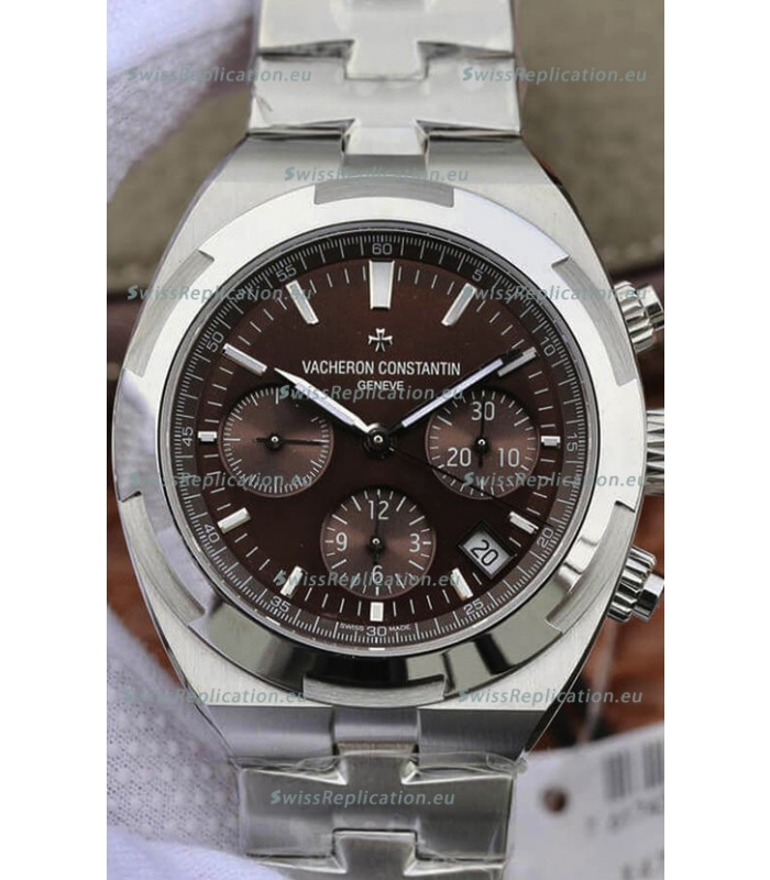 Vacheron Constantin Overseas Chronograph Brown Dial Swiss Replica Watch - Stainless Steel Strap