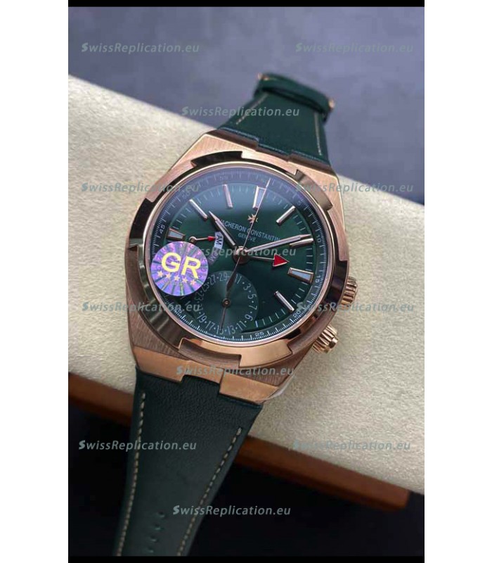 Vacheron Constantin Overseas Dual Time Rose Gold 1:1 Mirror Swiss Replica Watch in Green Dial