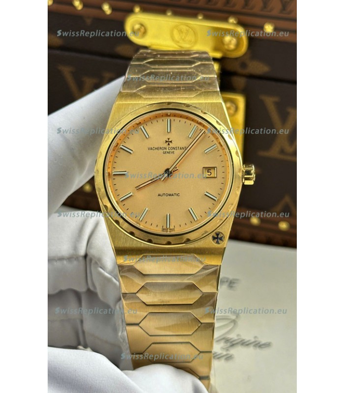 Vacheron Constantin Historiques 222 Super Clone 37MM Yellow Gold Watch in Gold Dial 