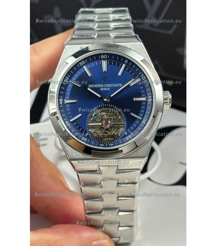 Vacheron Constantin Overseas Tourbillon Stainless Steel in Blue Dial Gold Strap 1:1 Mirror Replica